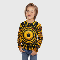 Лонгслив детский Желто-черный узор в африканском стиле, цвет: 3D-принт — фото 2