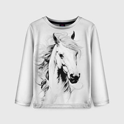 Лонгслив детский Лошадь белая на ветру, цвет: 3D-принт