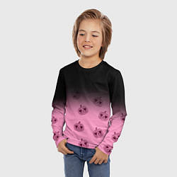 Лонгслив детский Черно-розовый градиент и хэллоуинские тыквы паттер, цвет: 3D-принт — фото 2