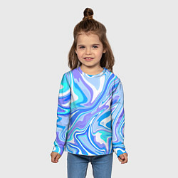 Лонгслив детский Абстракция сине-голубая пластика, цвет: 3D-принт — фото 2