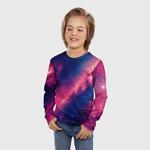 Детский лонгслив Галактика в розовом цвете / 3D-принт – фото 3