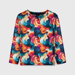 Лонгслив детский Паттерн абстрактные разноцветные волны, цвет: 3D-принт