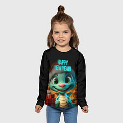 Лонгслив детский Happy new year green dragon, цвет: 3D-принт — фото 2
