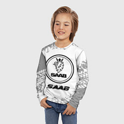 Лонгслив детский Saab speed на светлом фоне со следами шин, цвет: 3D-принт — фото 2