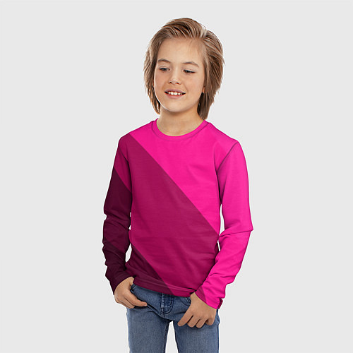 Детский лонгслив Широкие розовые полосы / 3D-принт – фото 3