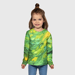Лонгслив детский Зелено желтая краска, цвет: 3D-принт — фото 2