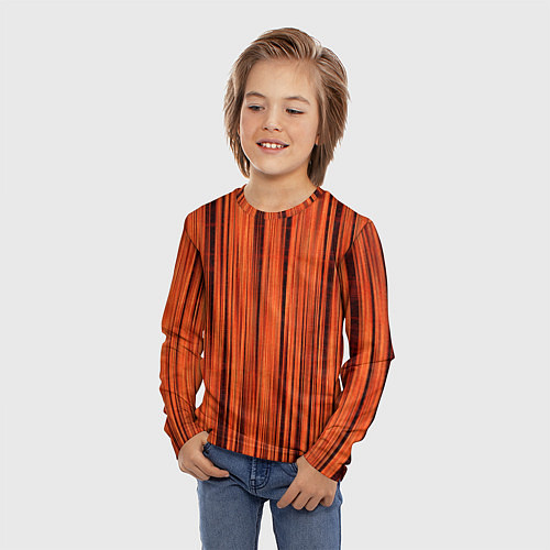 Детский лонгслив Абстрактные полосы красно-оранжевый / 3D-принт – фото 3