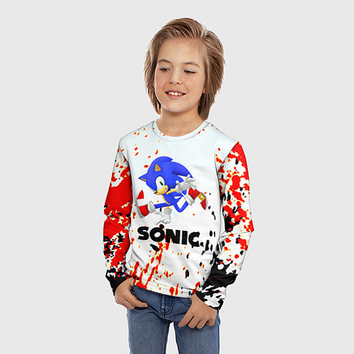 Детский лонгслив Sonic краски абстрактные / 3D-принт – фото 3