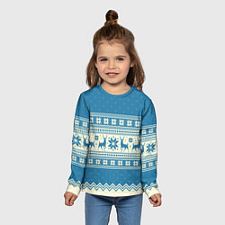 Лонгслив детский Sweater with deer on a blue background, цвет: 3D-принт — фото 2