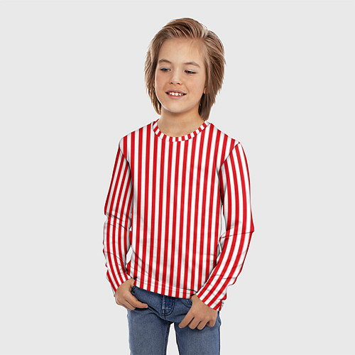 Детский лонгслив Красная полоса / 3D-принт – фото 3
