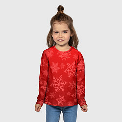 Лонгслив детский Красные снежинки, цвет: 3D-принт — фото 2