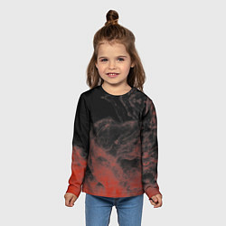 Лонгслив детский Красный дым на чёрном, цвет: 3D-принт — фото 2
