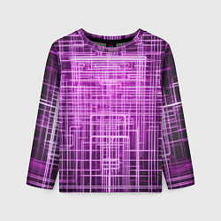 Лонгслив детский Фиолетовые неоновые полосы киберпанк, цвет: 3D-принт