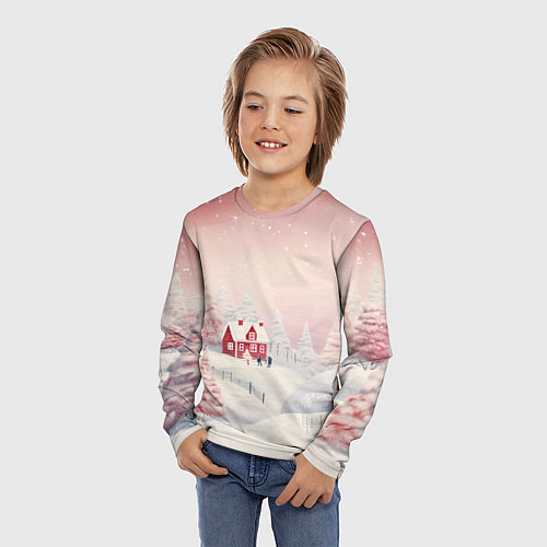 Детский лонгслив Снежное сияние ночи / 3D-принт – фото 3