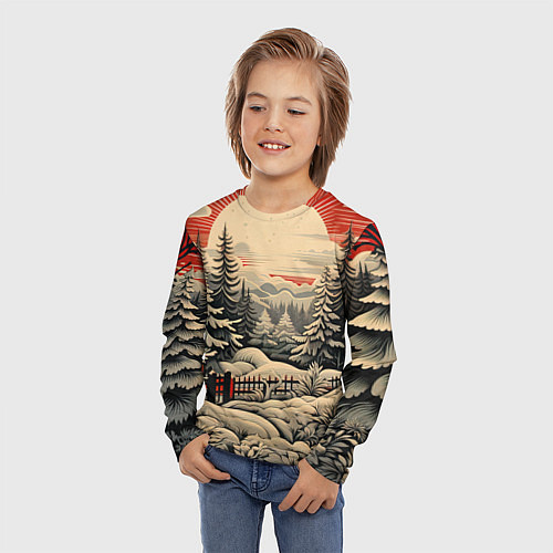 Детский лонгслив Блеск снежинок новогодний стиль / 3D-принт – фото 3