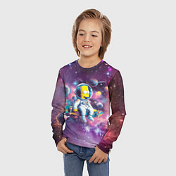 Лонгслив детский Барт Симпсон со скейтбордом в космосе, цвет: 3D-принт — фото 2