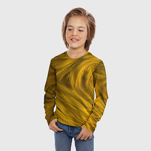 Детский лонгслив Текстура желтой шерсти / 3D-принт – фото 3