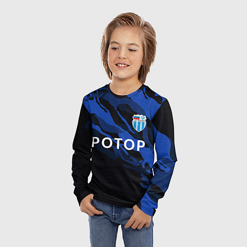 Детский лонгслив Ротор Волгоград - синий и черный / 3D-принт – фото 3