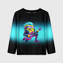 Лонгслив детский Sponge Bob - rock guitarist - ai art, цвет: 3D-принт