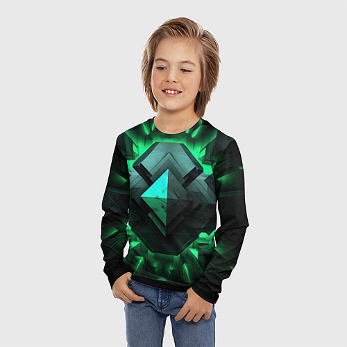 Детский лонгслив Абстрактное ощущение зелени / 3D-принт – фото 3