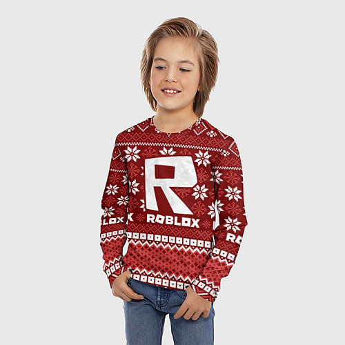 Детский лонгслив Roblox christmas sweater / 3D-принт – фото 3