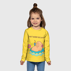 Лонгслив детский Капибара dont worry be capy, цвет: 3D-принт — фото 2