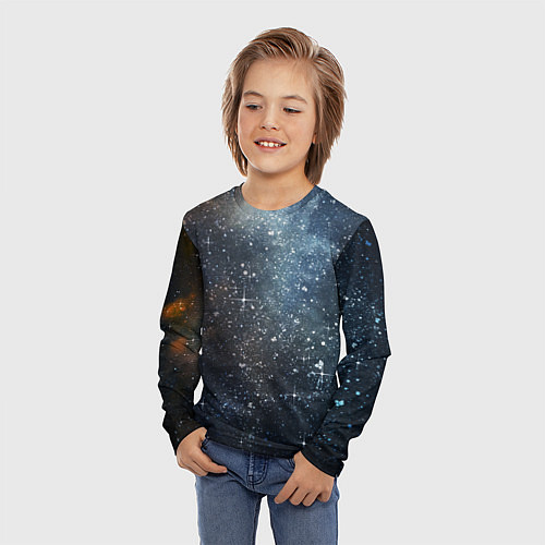 Детский лонгслив Темное космическое звездное небо / 3D-принт – фото 3