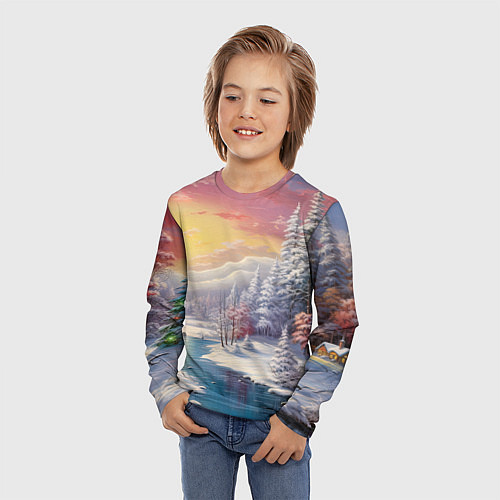 Детский лонгслив Сказочное сияние нового года / 3D-принт – фото 3