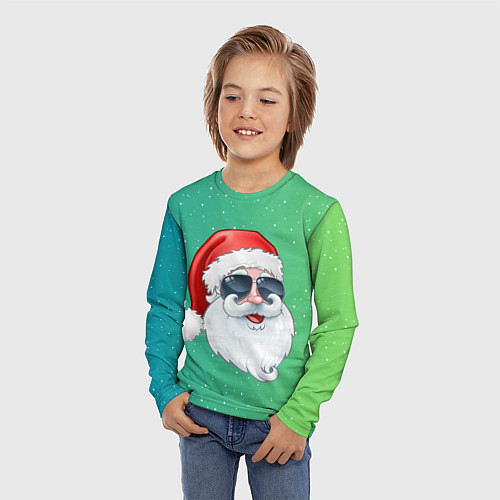 Детский лонгслив Дед Мороз в очках / 3D-принт – фото 3