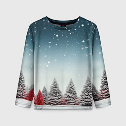 Лонгслив детский Волшебство зимней природы иней на деревьях, цвет: 3D-принт