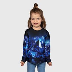 Лонгслив детский Синие прозрачные алмазы, цвет: 3D-принт — фото 2