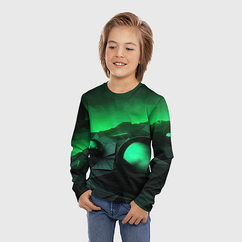 Детский лонгслив Асимметрия растительного узора / 3D-принт – фото 3