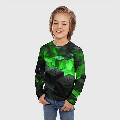 Детский лонгслив Глубина зеленых плоскостей / 3D-принт – фото 3