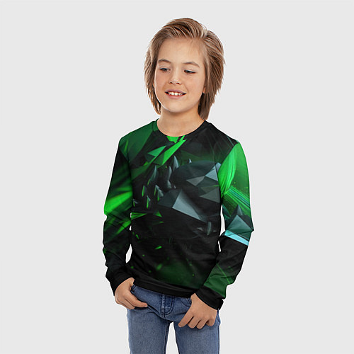 Детский лонгслив Гармония зеленого хаоса / 3D-принт – фото 3