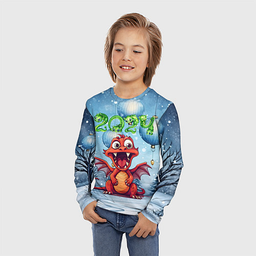 Детский лонгслив Красный дракон 2024 / 3D-принт – фото 3