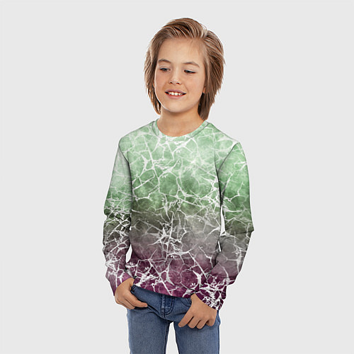Детский лонгслив Абстракция - spider web on purple-green background / 3D-принт – фото 3