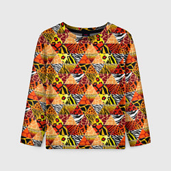 Лонгслив детский Лоскутные треугольники, цвет: 3D-принт