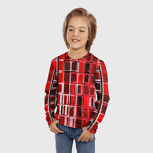 Детский лонгслив Красные прямоугольники / 3D-принт – фото 3