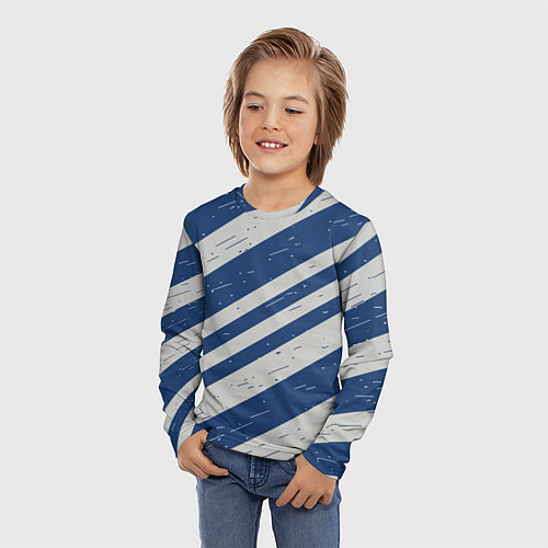 Детский лонгслив Сине-белый шик / 3D-принт – фото 3
