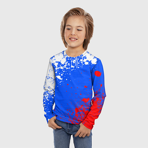 Детский лонгслив Флаг России - брызги / 3D-принт – фото 3