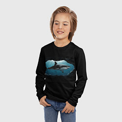 Лонгслив детский Акула в овале, цвет: 3D-принт — фото 2