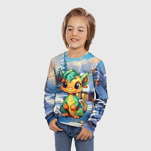Детский лонгслив Крошечный дракон зимы 2024 / 3D-принт – фото 3
