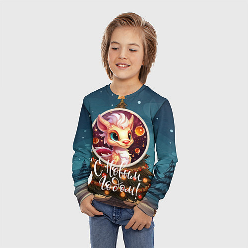 Детский лонгслив Кроха олицетворяющий зиму / 3D-принт – фото 3