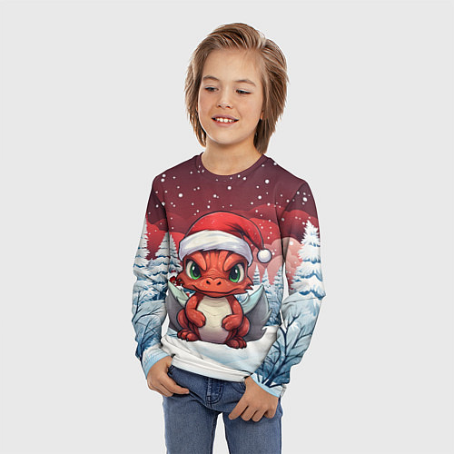 Детский лонгслив Символ нового 2024 года маленький дракошка / 3D-принт – фото 3