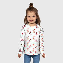 Лонгслив детский Снеговики и снежинки, цвет: 3D-принт — фото 2