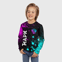 Лонгслив детский Марк и неоновый герб России вертикально, цвет: 3D-принт — фото 2