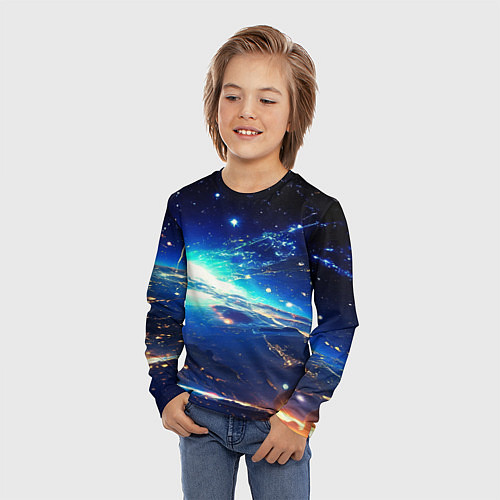 Детский лонгслив Млечный путь - глубокий космос / 3D-принт – фото 3