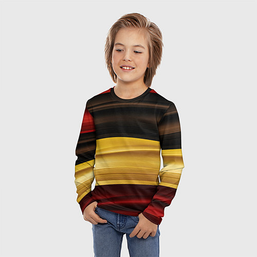 Детский лонгслив Черный красный желтый цвет абстракции / 3D-принт – фото 3