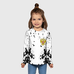 Лонгслив детский Герб РФ краски черные, цвет: 3D-принт — фото 2