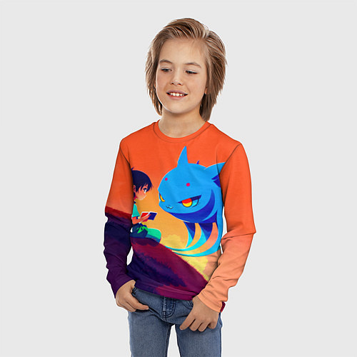 Детский лонгслив Анимэ девочка и ее друг / 3D-принт – фото 3